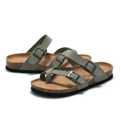 Gladiator Buckle Strap Cork Sandals