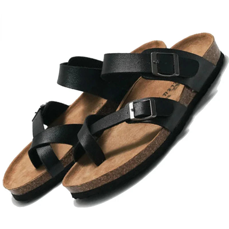 Gladiator Buckle Strap Cork Sandals