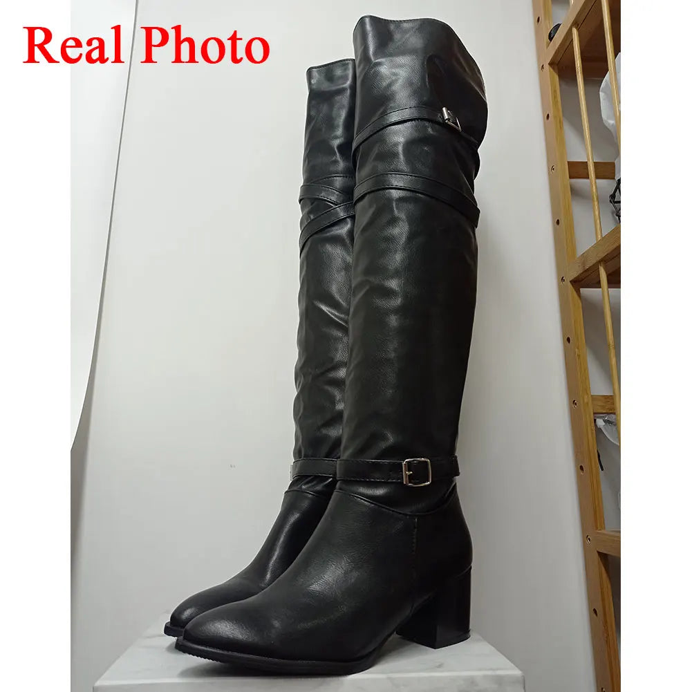 Square Heel Over-the-Knee Boots