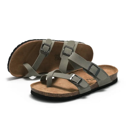 Gladiator Buckle Strap Cork Sandals