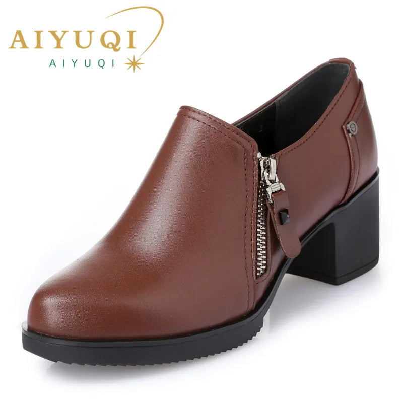 Genuine Leather High Heel Office Shoes for Women