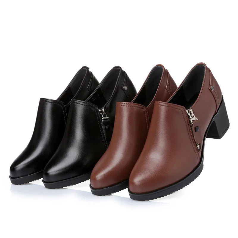 Genuine Leather High Heel Office Shoes for Women