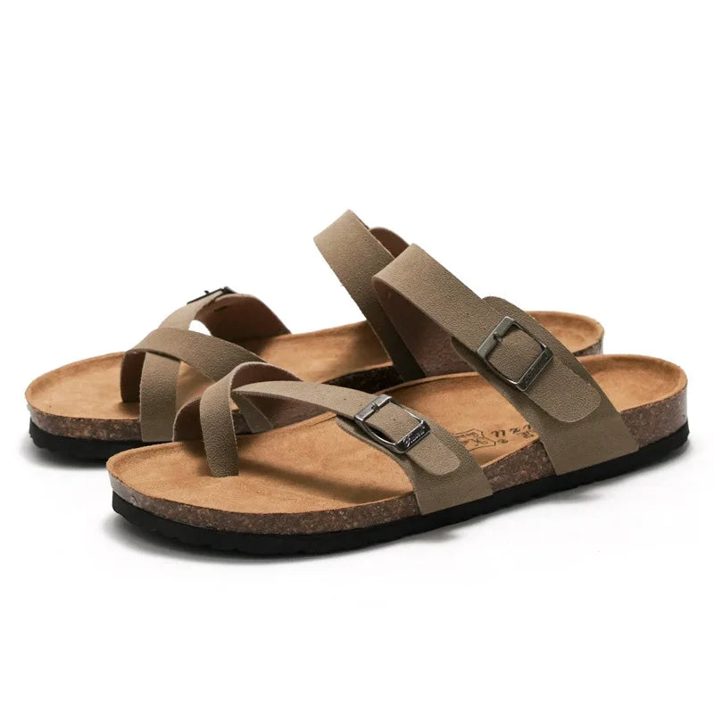 Gladiator Buckle Strap Cork Sandals