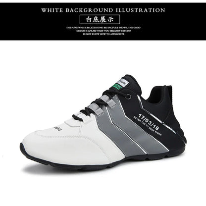 Men's Leather Running Shoes - Spring Collection Lace-Up Casual Sneakers