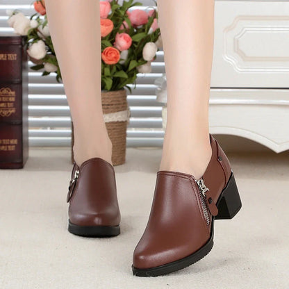 Genuine Leather High Heel Office Shoes for Women